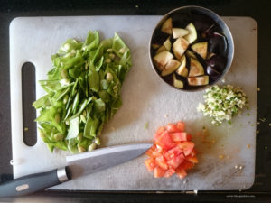 prepping for ringna paapdi curry