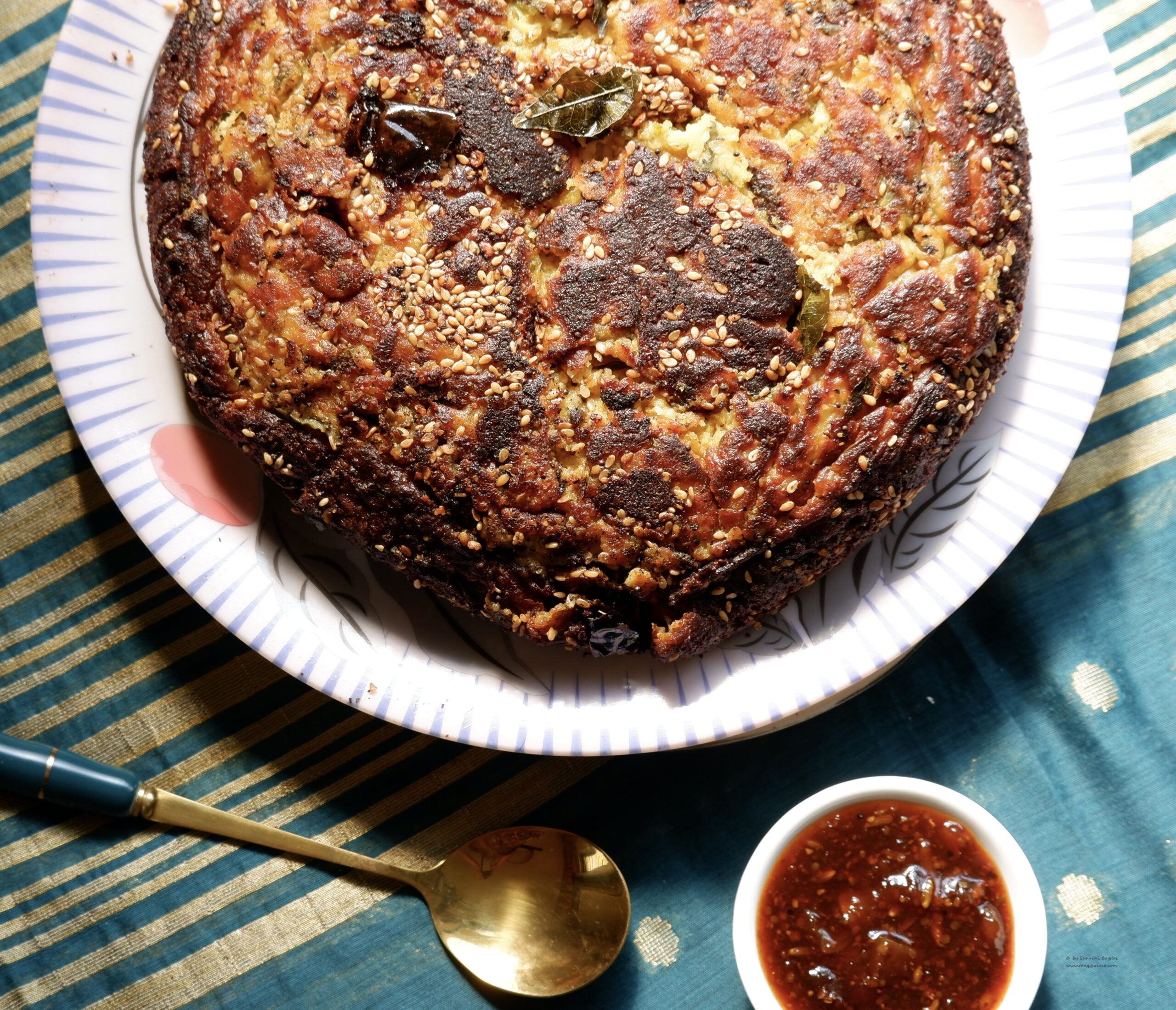 Handvo (Savoury rice lentil cake)